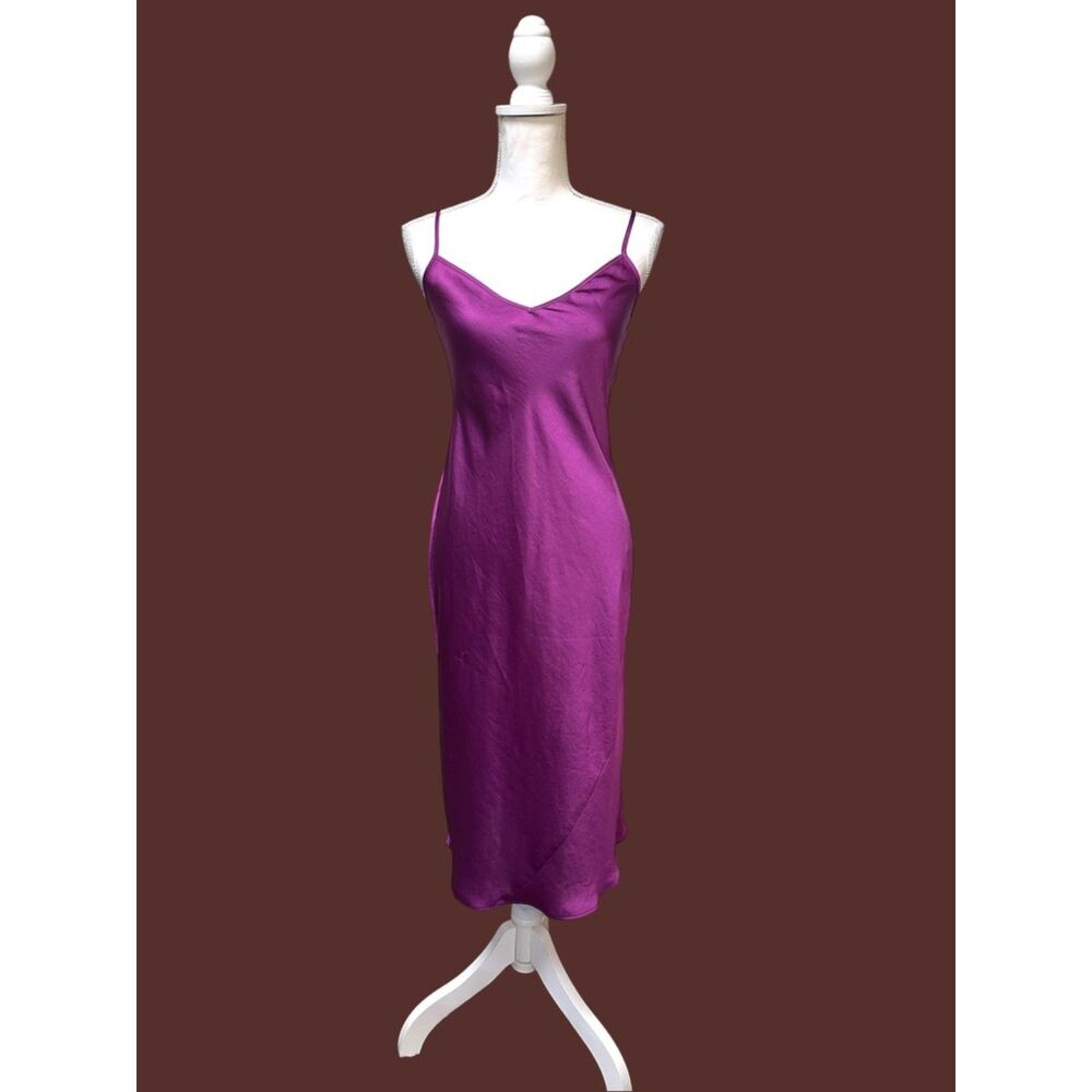 Wilfred Aritzia XS Purple Silk Slip Dress Bias Cut Satin Midi